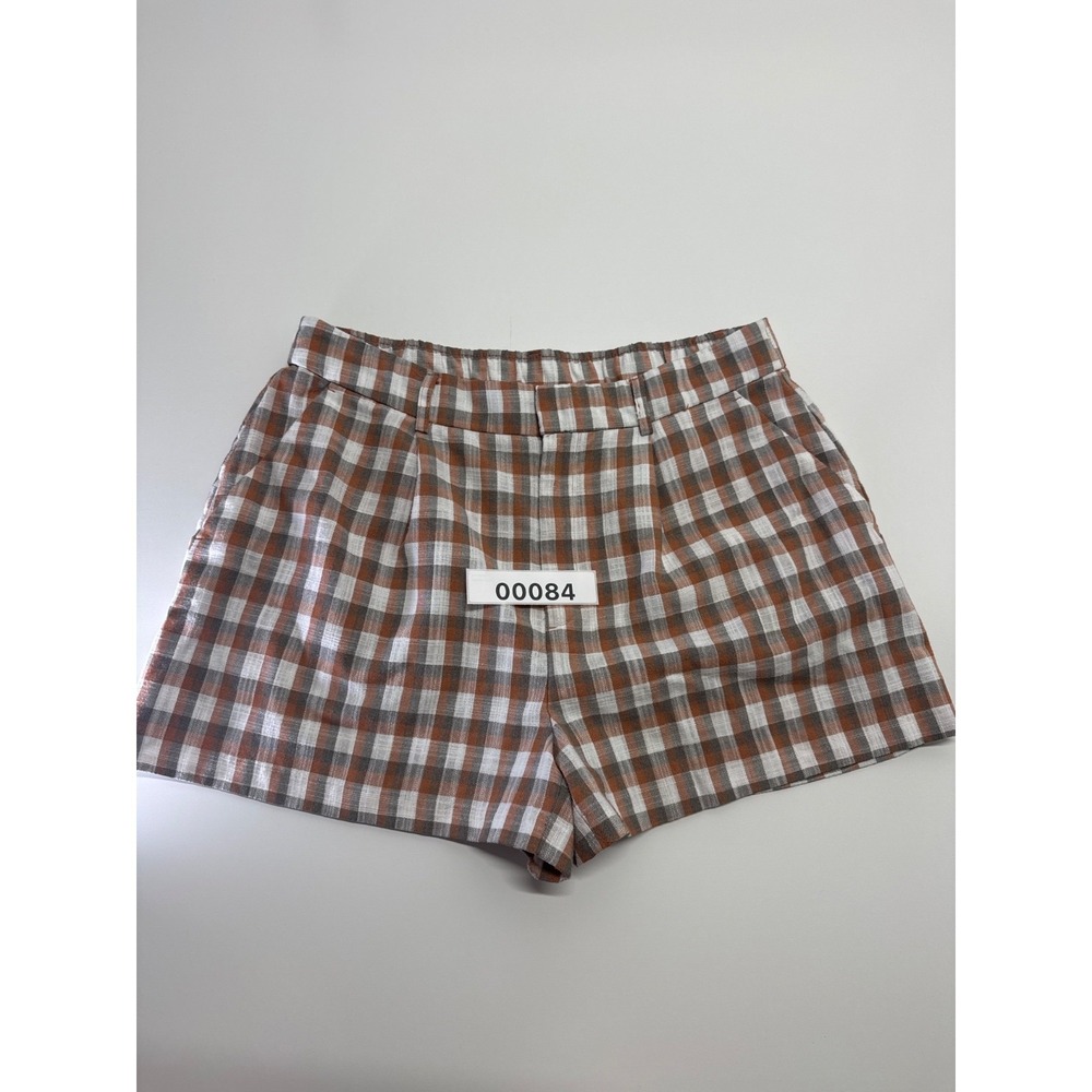 Nine West Womens Rust Orange Gingham Pleated High Waist Shorts Size L - Picture 7 of 7